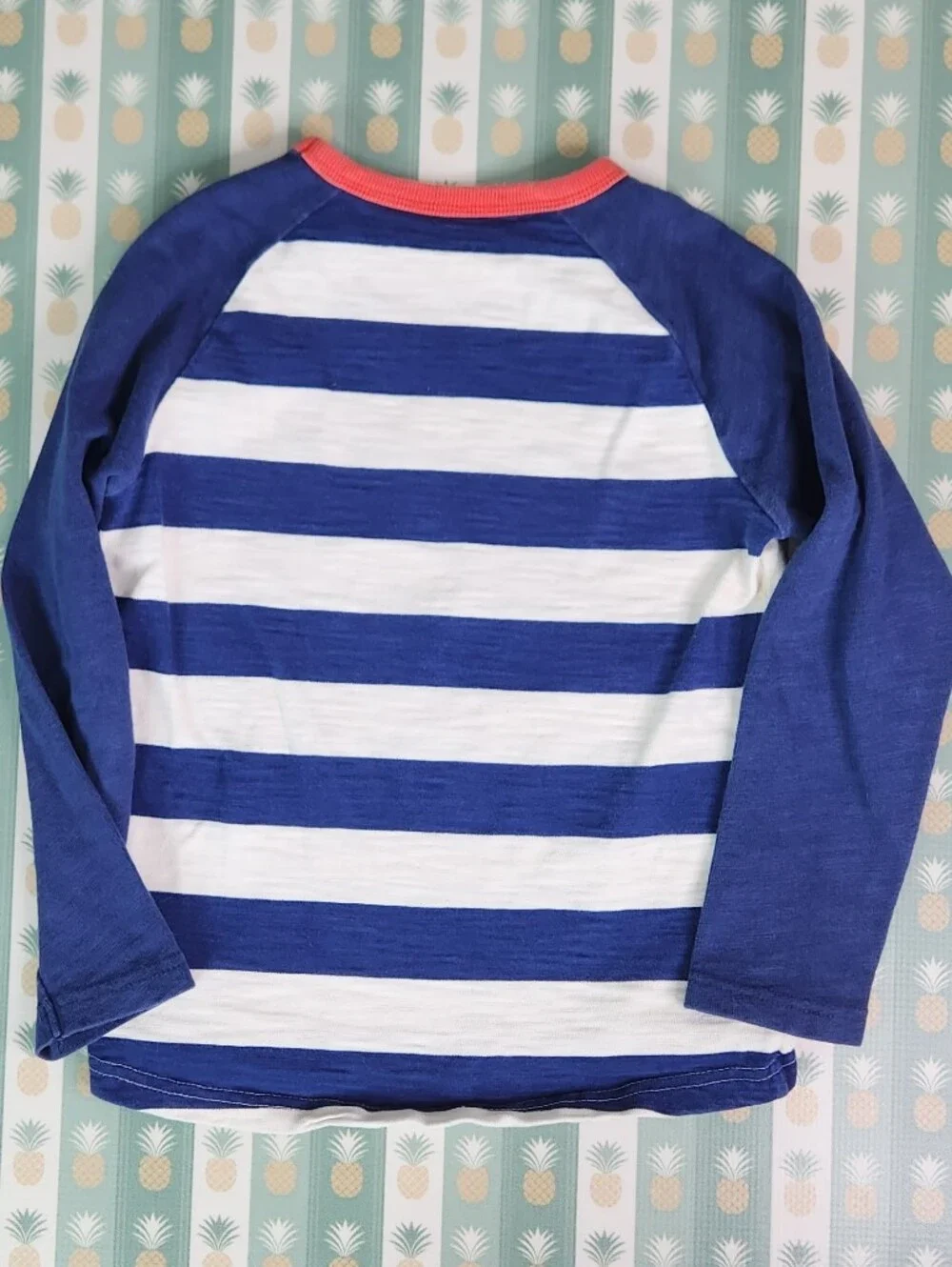 Boden Blue & White Stripe Long-Sleeve Raglan Top